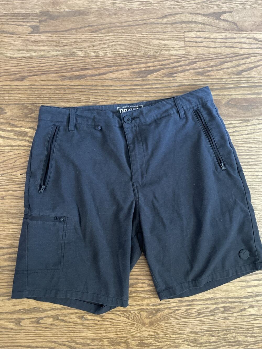Dravus Men’s Hybrid Board Shorts Size 32 Black Swim Surf Skate Heading Nowhere
